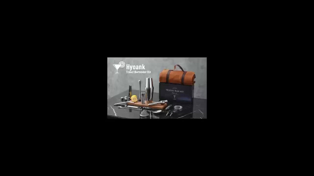 25 Piece Bartender Travel Set Cocktail Kit with Portable Bag | Stainless Steel Mobile Bar Set for Home, Parties & Camping