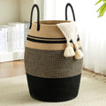 Laundry Hamper Basket Large Bohemian Foldable Clothes Hamper with Extended Handle - Fabric Oval Storage Bin for Bedroom Dorm Hotel, Space-Saving Tall Cloth Basket 22 Inch, Collapsible Laundry Basket