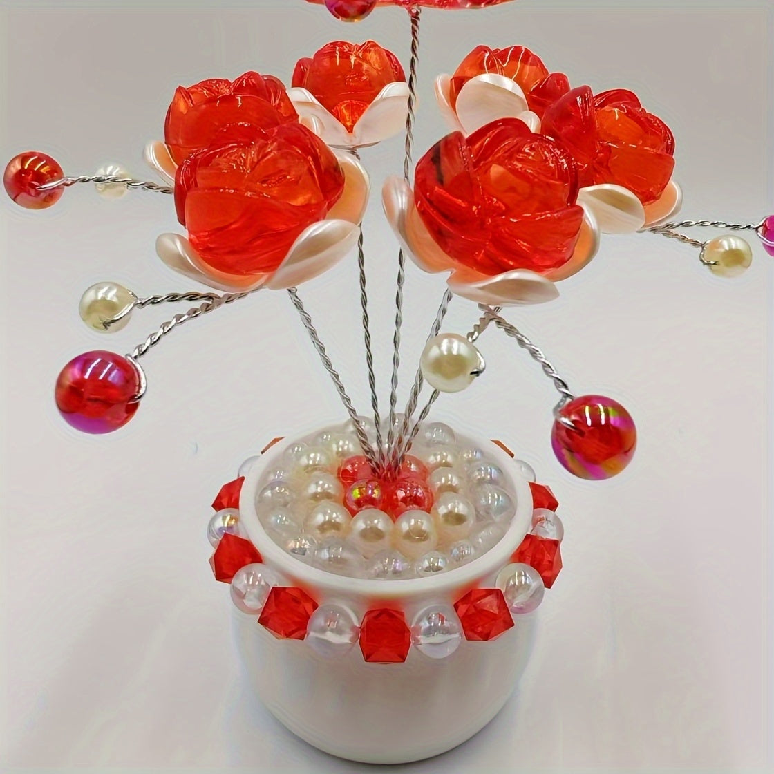 Crystal Flower Car Decoration Handmade DIY Simulation Crystal Flowers for Car Center Console Dashboard Home Decor Holiday Party Birthday Gift Mother's Day Valentine's Day