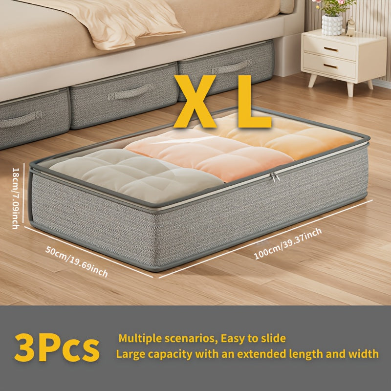Under Bed Storage Box with Handles, Foldable Underbed Organizer, Large Capacity Container for Clothes & Blankets, Space-Saving Flat Drawer, Bedroom Closet Storage Bins (1/2/3/5 Pack)