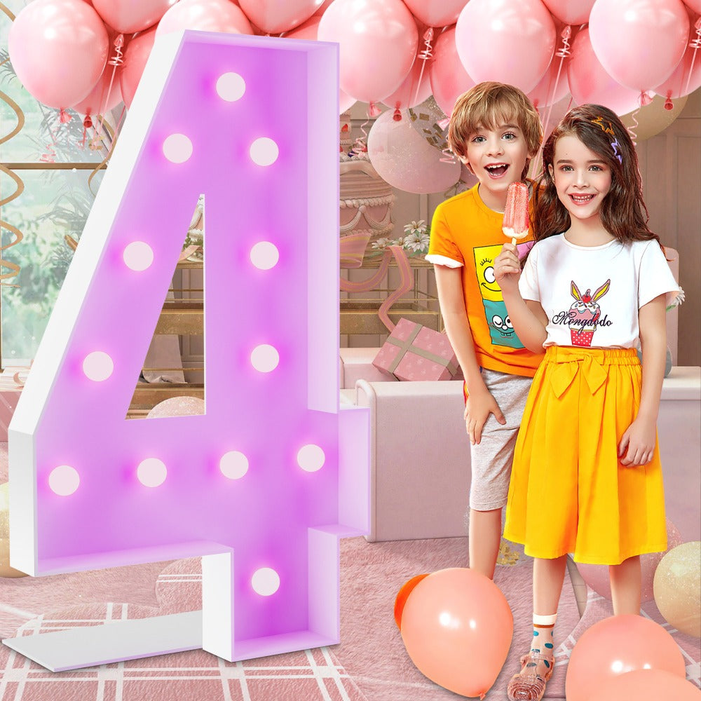 Marquee Number Lights 4 Feet Tall LED Light Up Numbers 0-9 20 for Birthday Party Anniversary Graduation Decoration 11 Colors 3 Flash Modes Foam Board String Lights Included