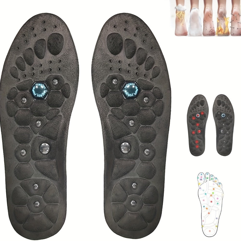 PU Massage Insoles Acupoint Arch Support ¨C Breathable Sports Sole Buffer, Foot Reflex Comfort Insole for Men & Women, 3 Sizes