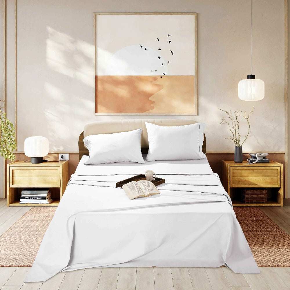 Egyptian Cotton Sheet Set 1000 Thread Count - Deep Pocket Fitted Sheet, Sateen Weave, Breathable Soft Bedding Set for King Queen Full Twin