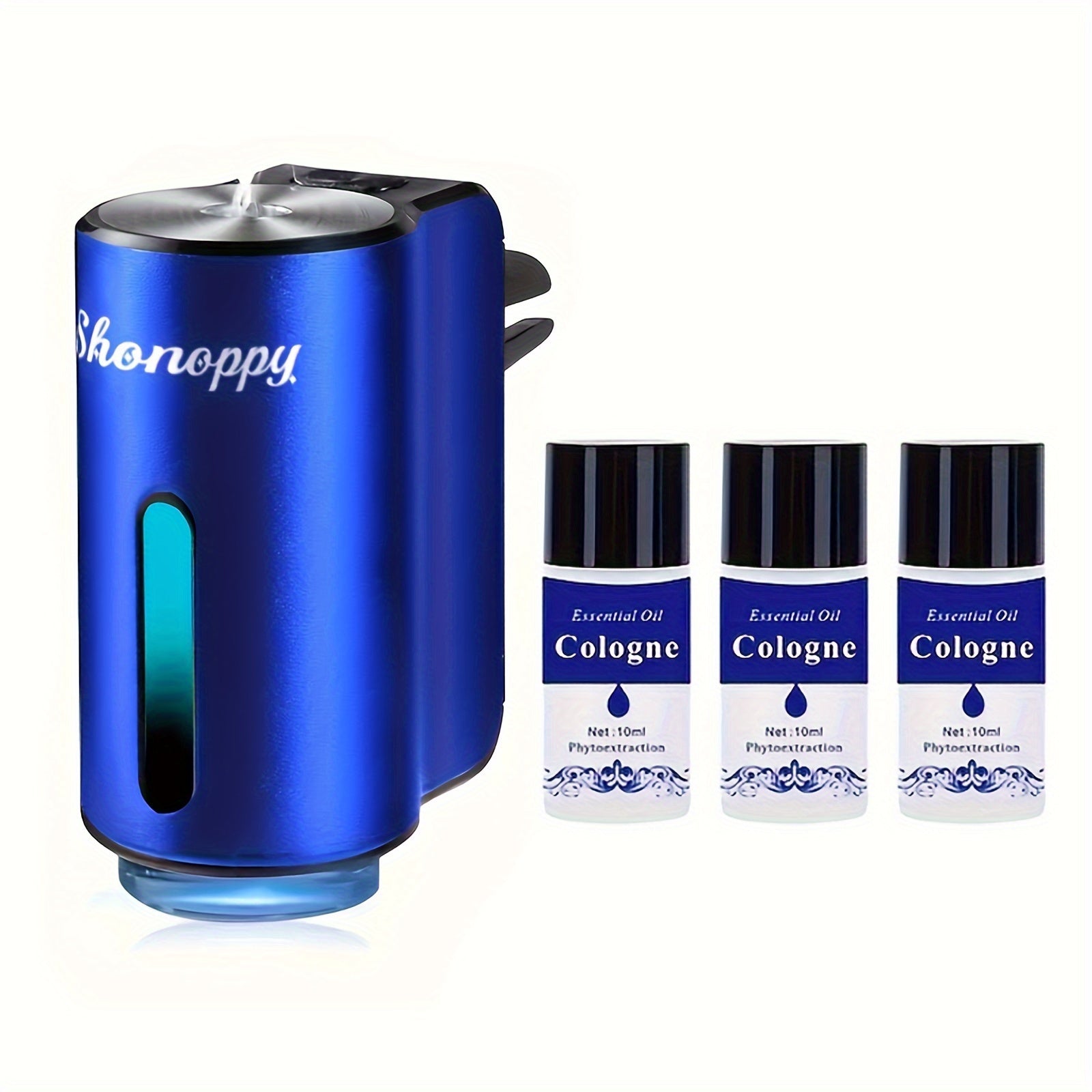 Car Air Freshener Diffuser USB Aromatherapy Humidifier with 3 6 10 Bottles Essential Oils 0.34oz Adjustable Fragrance Output Vehicle Scent Diffuser Gray Blue Red