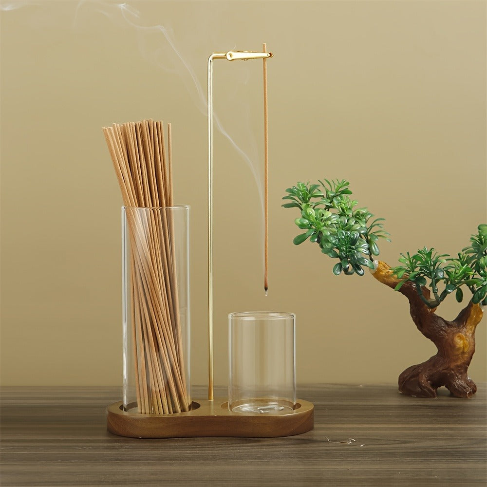 Glass Incense Holder Set of 2 - Vintage Creative Design for Tea Ceremony, Meditation, Yoga, Spa, Home Decor, Room & Garden Terrace Display