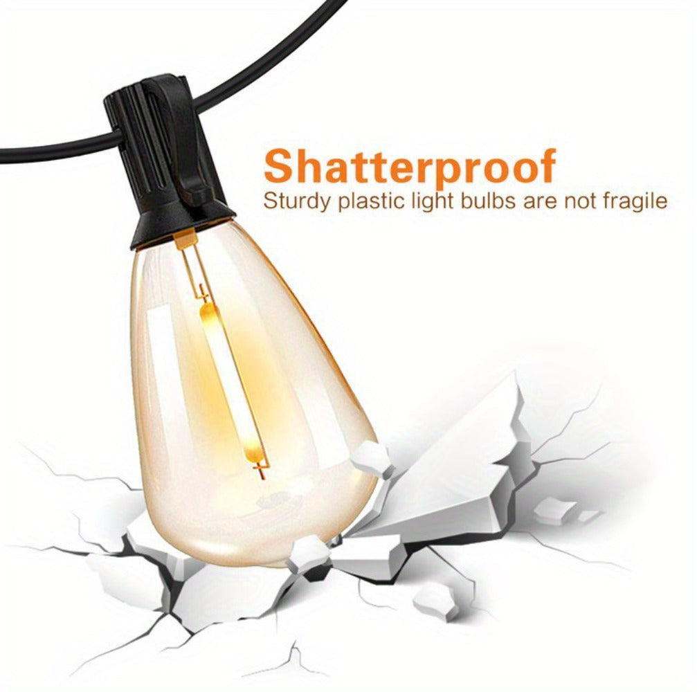 Solar String Lights Outdoor 50/100FT, 2700K Warm White Waterproof Patio String Lights, Breakproof ST38 E12 Bulbs for Backyard Porch Garden Pergola