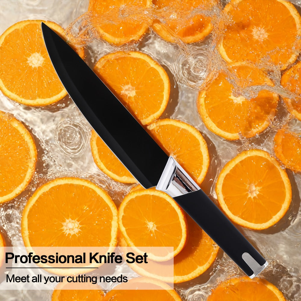 13-Piece Kitchen Knife Set with Block, Chef Bread Steak Knives Scissors Stainless Steel Colorful Cutlery Gift Set with Knife Holder