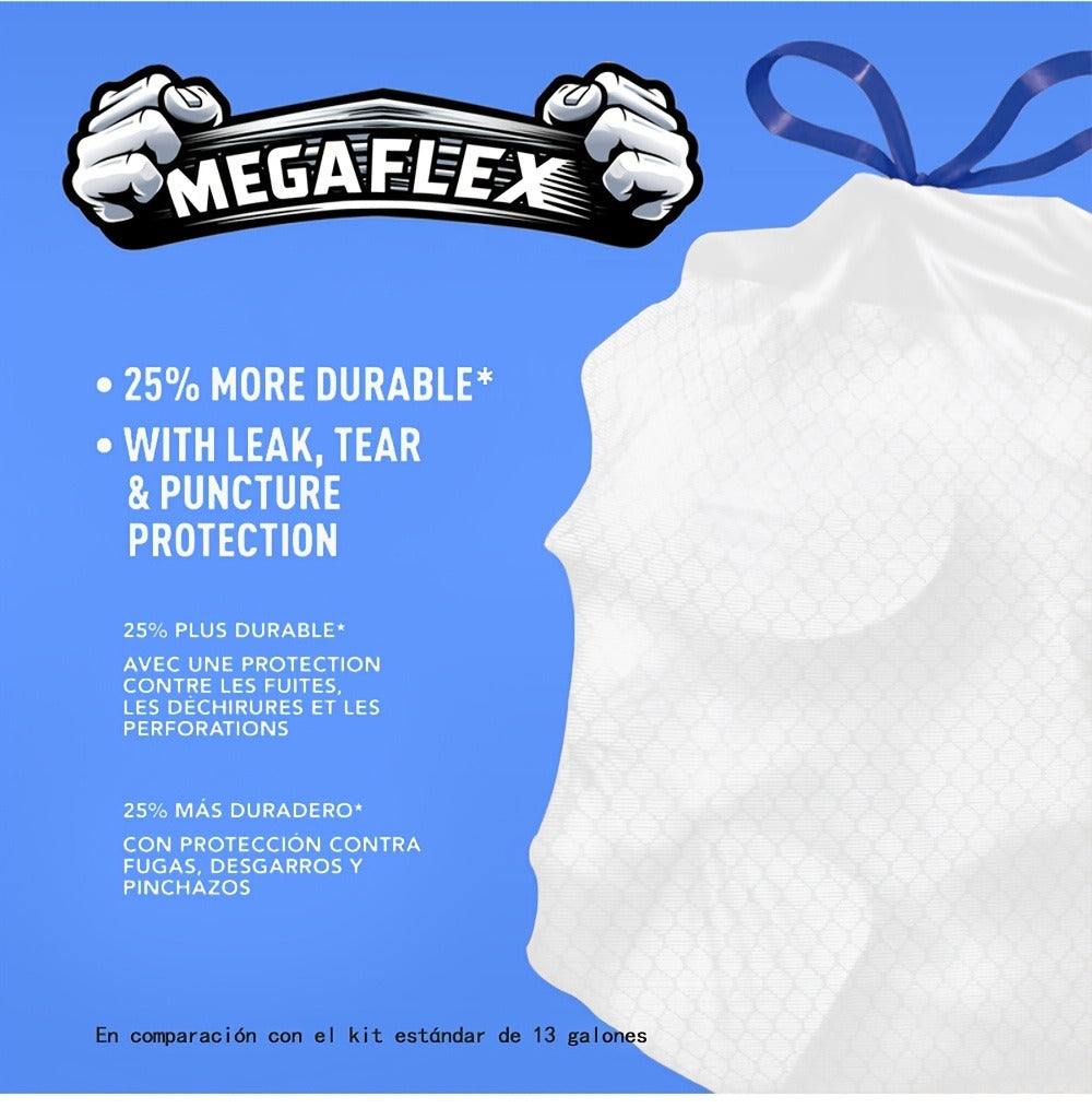 Drawstring Trash Bags 13 Gallon, 150 Count Tall Kitchen Garbage Bags, Puncture & Tear Resistant, Odor Eliminator Technology, Lemon Mint Fresh Scent, Disposable Drawstring Waste Bags for Kitchen Bathroom Office