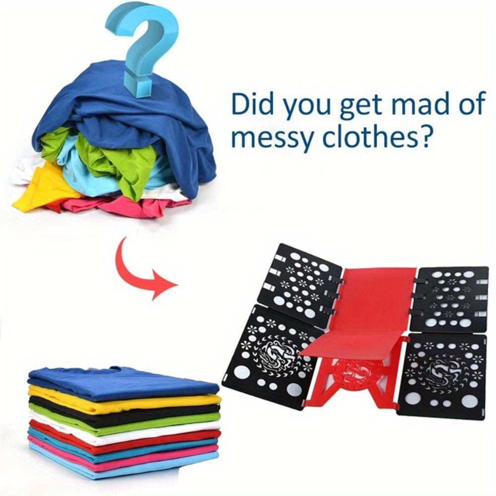 Clothes Folding Board Plastic Laundry Folder with Alignment Guide ¨C Fast & Easy T-Shirt Folder, Ergonomic Closet Organizer for Neat Clothes Folding, Multi-Color, Laundry Room & Bedroom Accessory