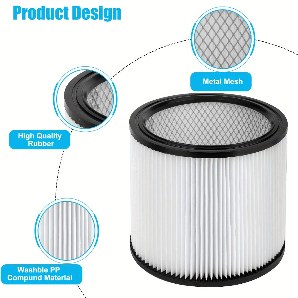 Shop Vac Replacement Filter 2-Pack ¨C Washable Cartridge Filter Compatible with 90350 90304 90333, Fits Most Wet Dry Vacuum 5 Gallon and Above, Reusable Wet Dry Vac Filter Set