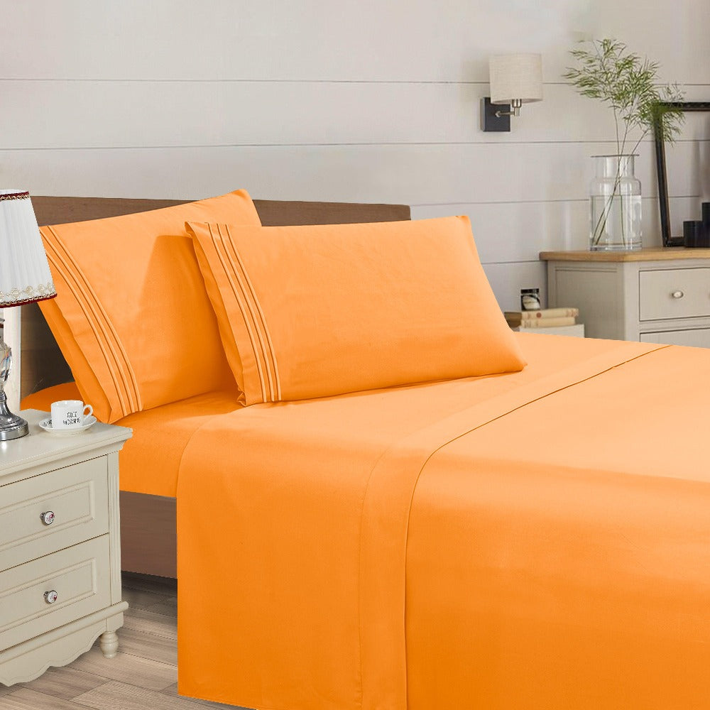 Microfiber Bed Sheet Set 4-Piece Deep Pocket Cooling Sheets Twin Full Queen King Cal King Split King ¨C Soft Wrinkle Fade Resistant Hotel Quality Bedding