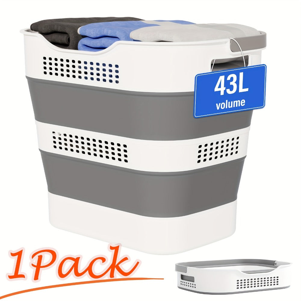 Collapsible Laundry Basket 43L Foldable Pop-Up Hamper with Handles ¨C 11.5 Gallon Plastic Laundry Basket Space-Saving Portable Storage Container Organizer for Bedroom, Bathroom & Dorm, 1pc or 2 Pack