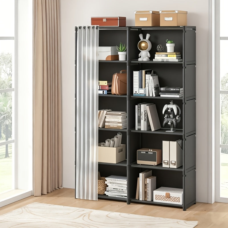 6-Tier Storage Rack Shelving Unit 15.75 Inch | Multi-Purpose Dust-Proof Organizer for Closet, Bedroom, Office & Dorm - Easy Assembly Clothing Bookshelf Utility Rack, Single & Double Row, Black & White