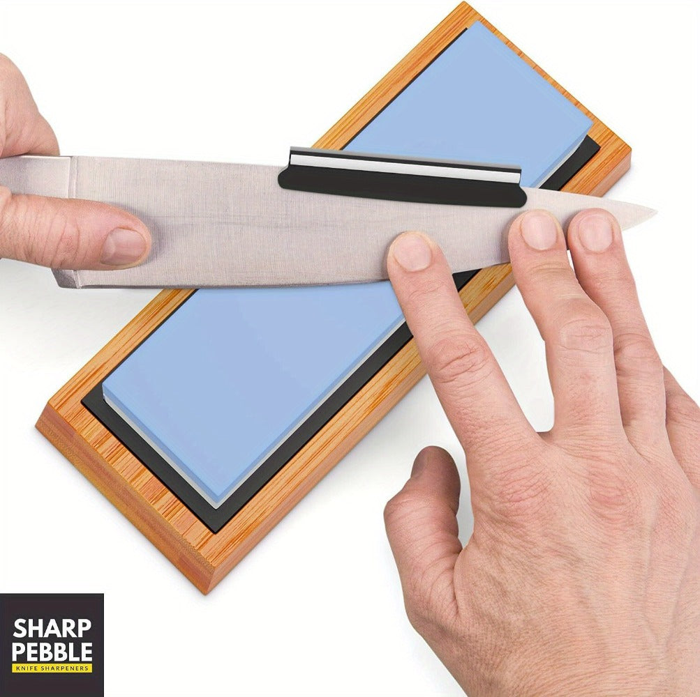Knife Sharpening Stone 1000/4000 Grit Whetstone Set with Non-Slip Bamboo Base and Angle Guide - Dual Grit Whetstone Knife Sharpener for Kitchen Knives Chef Blades Scissors