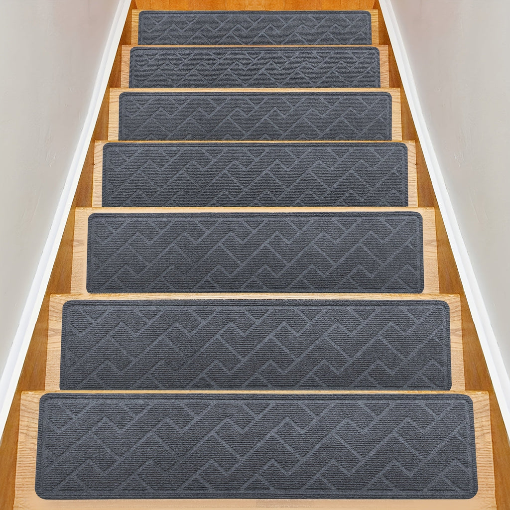 Non-Slip Stair Treads 15pcs 8¡±x30¡± Self-Adhesive Carpet Pads for Wooden Steps ¨C Washable Polyester Indoor Stair Mats for Safety, Anti-Slip Step Covers in Multiple Colors