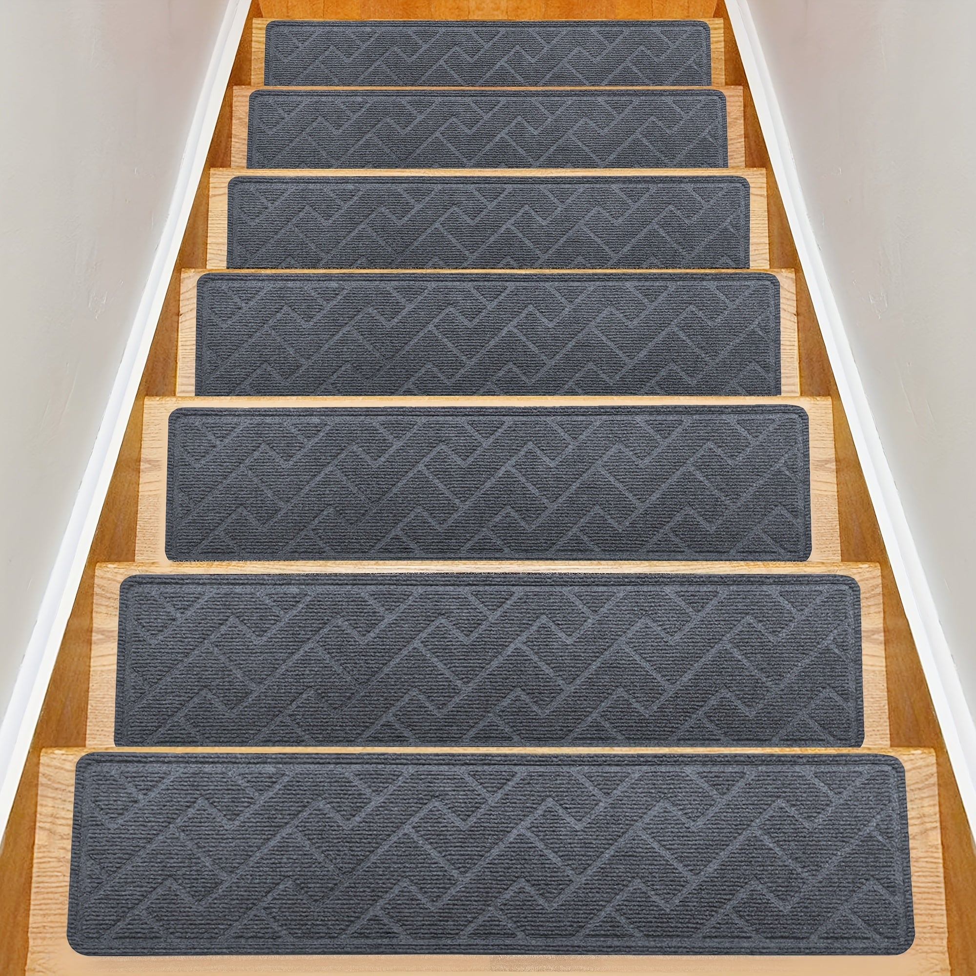 Non-Slip Stair Treads 15pcs 8¡±x30¡± Self-Adhesive Carpet Pads for Wooden Steps ¨C Washable Polyester Indoor Stair Mats for Safety, Anti-Slip Step Covers in Multiple Colors