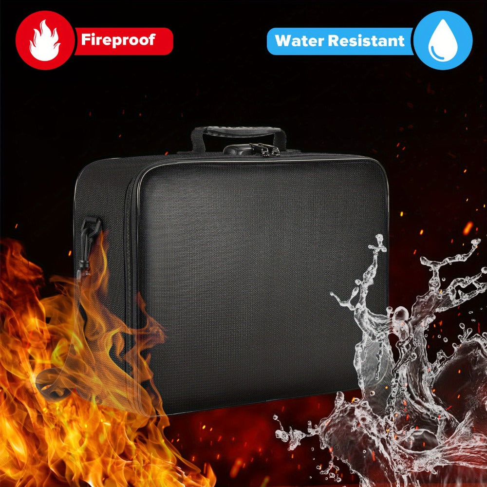 Fireproof Document Bag with Combination Lock - 17x11.8x5 Inch Waterproof File Organizer, 2000¡ãF Fireproof, Multi-Layer Storage for Passport Cash Laptop, 3 Carry Methods, for Travel Home Office, Black/Pink/Blue