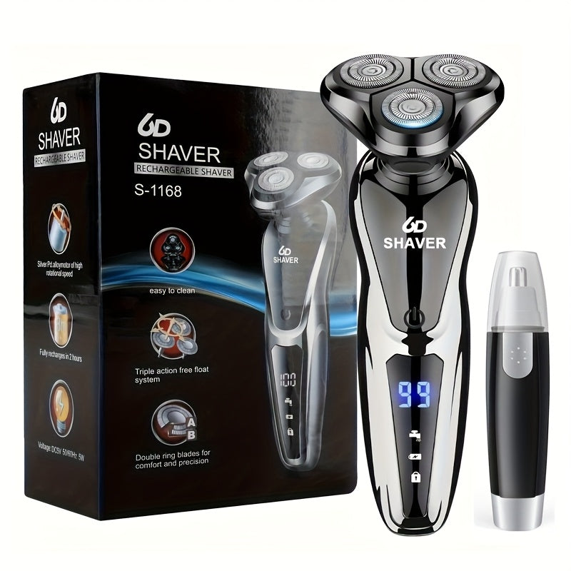 Cordless Foil Electric Shaver for Men 3D Floating Head LED Display Rechargeable Wet Dry Razor Close Shave Beard Trimmer Valentine's Day Gift
