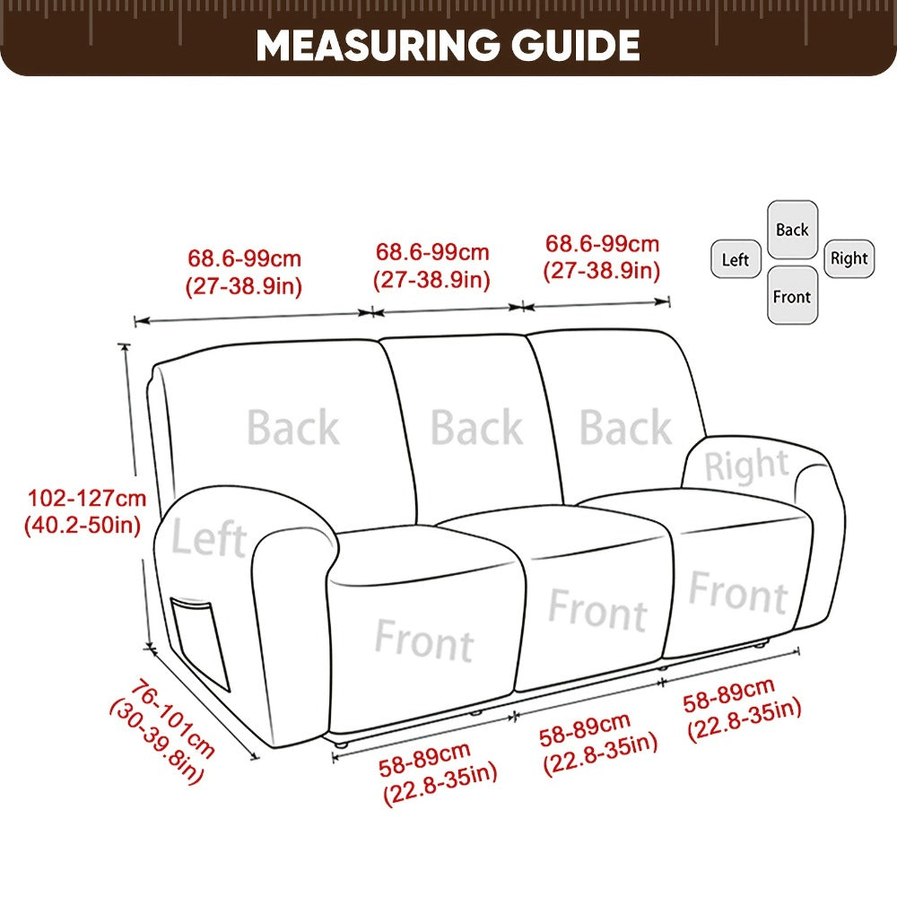 Recliner Sofa Slipcover Set 8pcs 3-Seat Jacquard Furniture Protector with Pocket Flexible Soft Slide Sleeve Cover for Sofa Couch Office Living Room Home Decor Multiple Colors