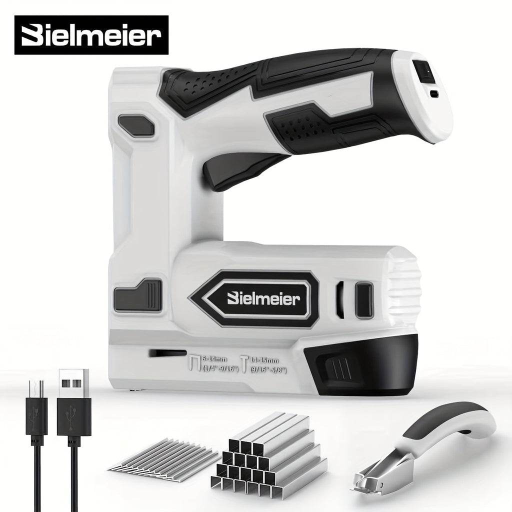 Cordless Stapler Brad Nailer 2-in-1 4V / 20V No Compressor ¨C Lightweight with Battery, Charger & 1600pcs Nails & Staples, for Carpentry, Home Improvement, Upholstery & DIY ¨C Multiple Colors & Upgrade Versions