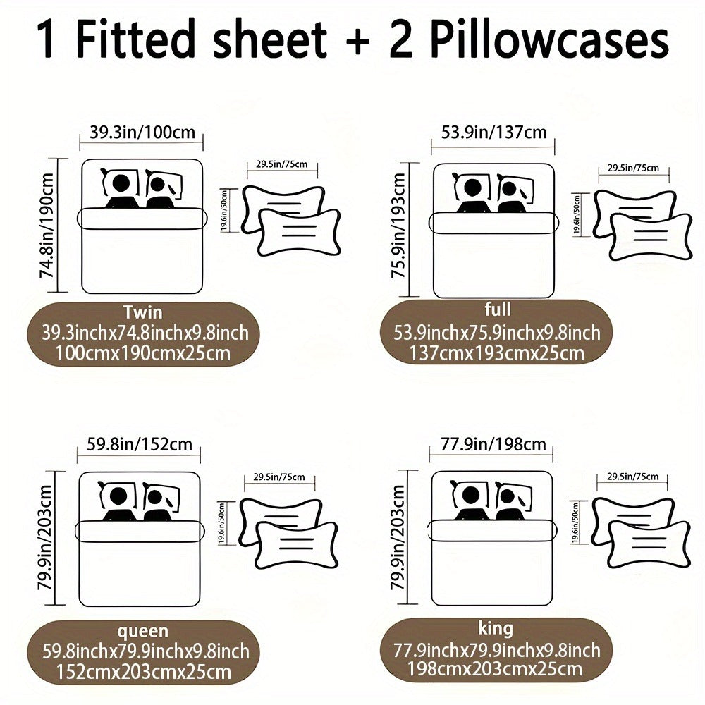Sanrio Hello Kitty & Kuromi Bedding Set 3pcs ¨C Fitted Sheet & Pillowcases, Soft Polyester, Machine Washable, Twin Full Queen King, All-Season Bedroom Decor for Kids Girls Home Guest Room