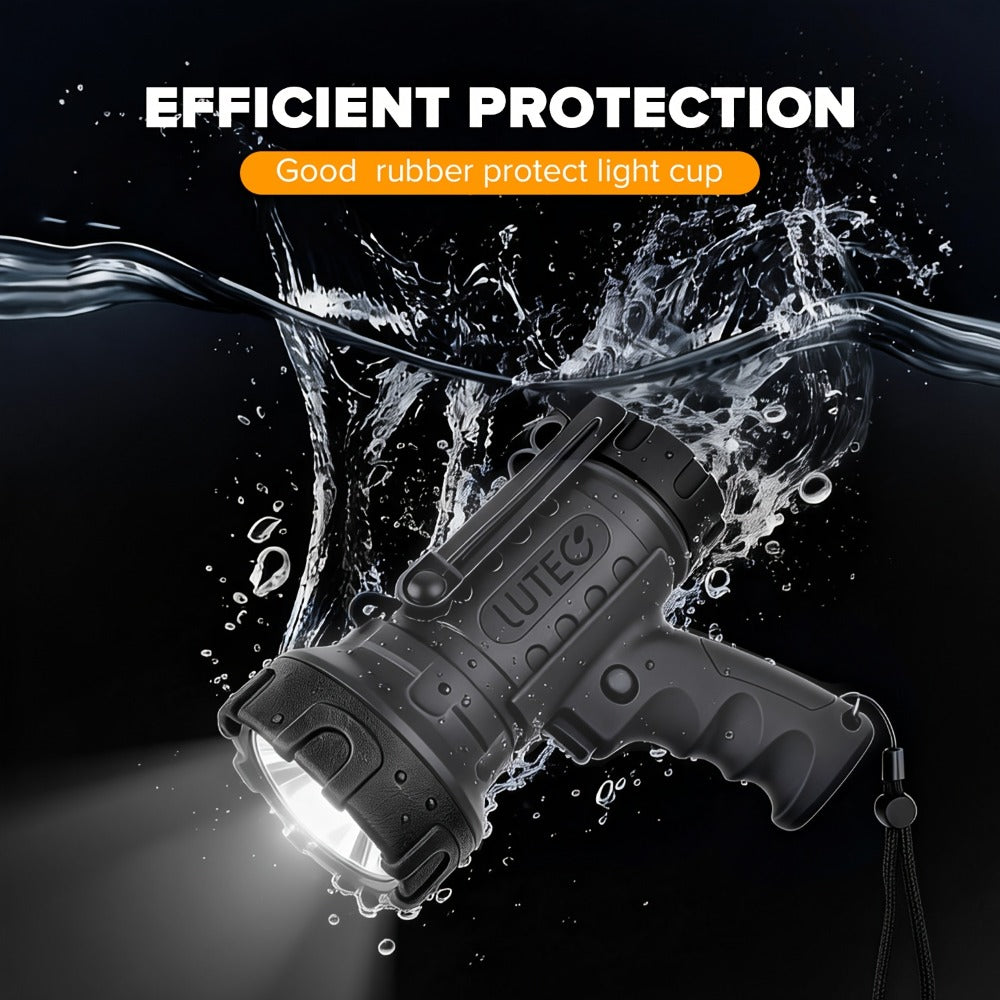 Rechargeable Spotlight Flashlight 1500LM Extremely Bright Handheld Searchlight ¨C 4 Modes, Foldable Stand, Red Light Filter, USB Rechargeable Portable Spotlight for Camping Hunting Emergency Outdoor Use
