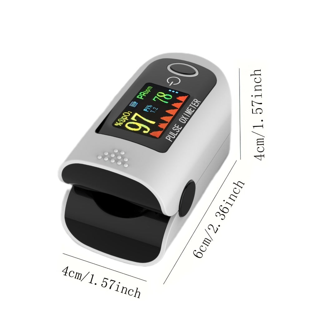 Fingertip Pulse Oximeter Blood Oxygen Monitor ¨C SpO2, Heart Rate & Perfusion Index Display, Digital Finger Clip O2 Meter for Home Use & Sports, Batteries Included