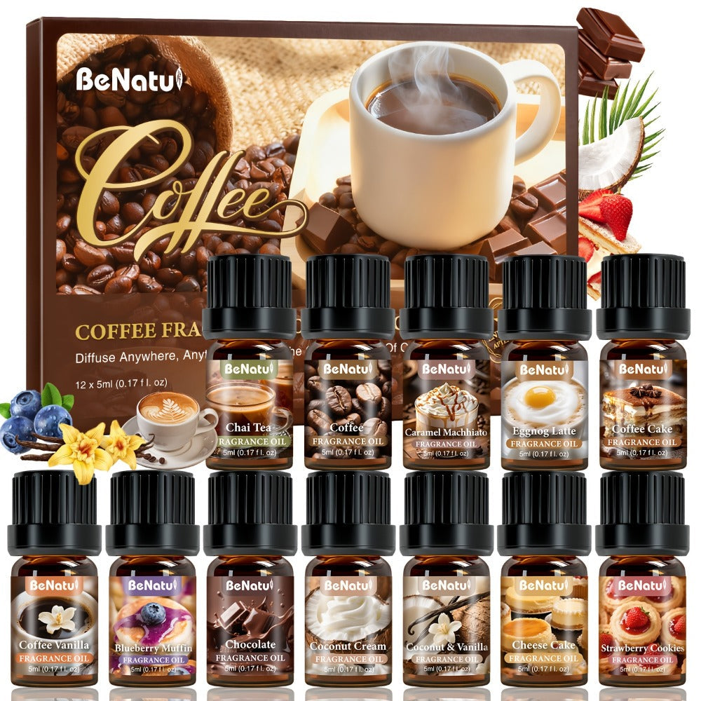 Essential Oil Set for Diffuser Humidifier Candle Making, Woody Coffee Date Night Garden Aroma Botanical Fragrance Oils, Sandalwood Cedarwood Lavender Peppermint Scents, Christmas Valentine Gift 12-24pcs