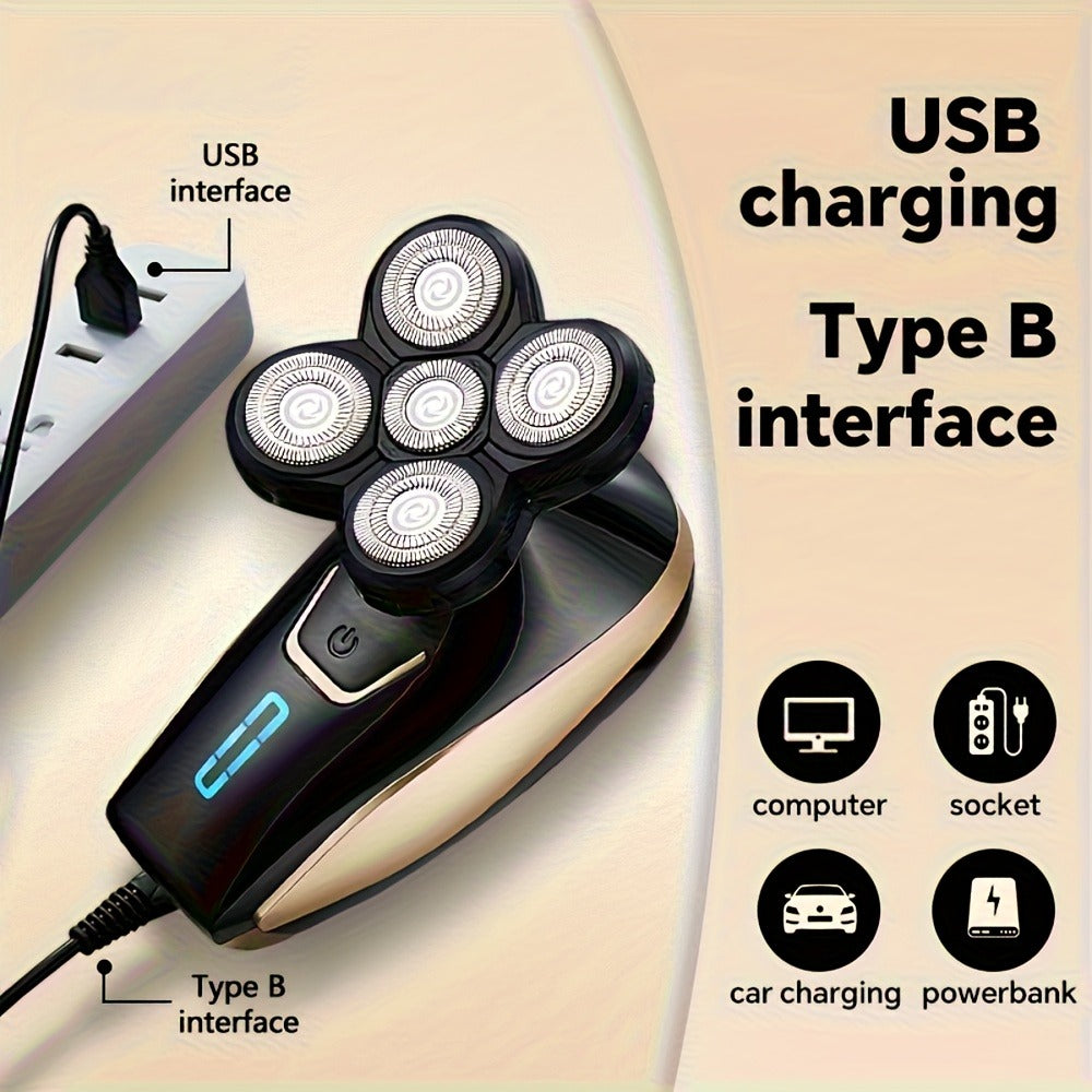 Bald Head Shaver for Men - Rechargeable Electric Razor for Bald Head & Beard Grooming, Multi-Functional Sensitive Skin Shaving Tool, Portable Professional Electric Shaver for Home & Travel Use