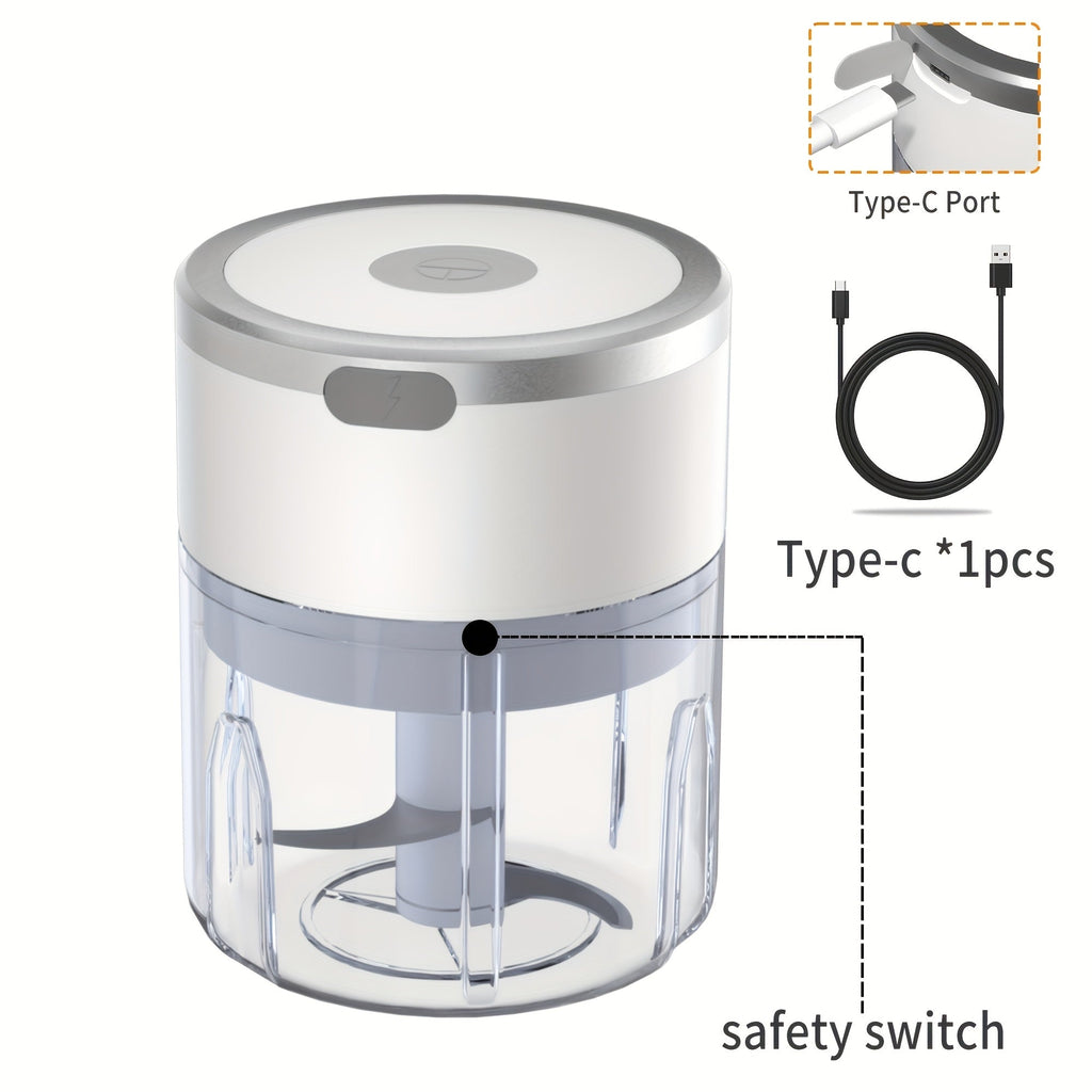 Mini Electric Garlic Chopper USB Rechargeable - Electric Food Chopper & Masher, Portable Garlic Crusher for Meat, Onion, Ginger & Herbs, 250ML / 8.45oz Kitchen Gadget in White, Green & Pink