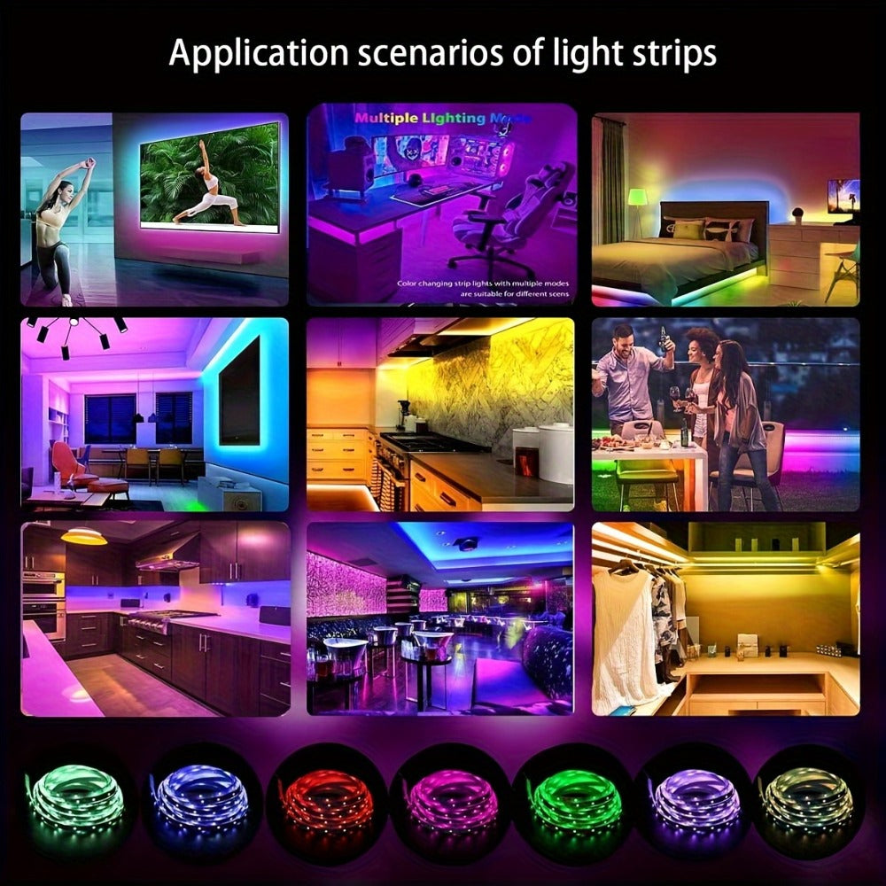 RGB LED Light Strip 5050 SMD USB Powered - Multi-Color Cuttable LED Strip with 3-Button Controller, Easy Install for Home Decor Living Room Bedroom TV Background Christmas Party Stage, 3M / 4M / 15M