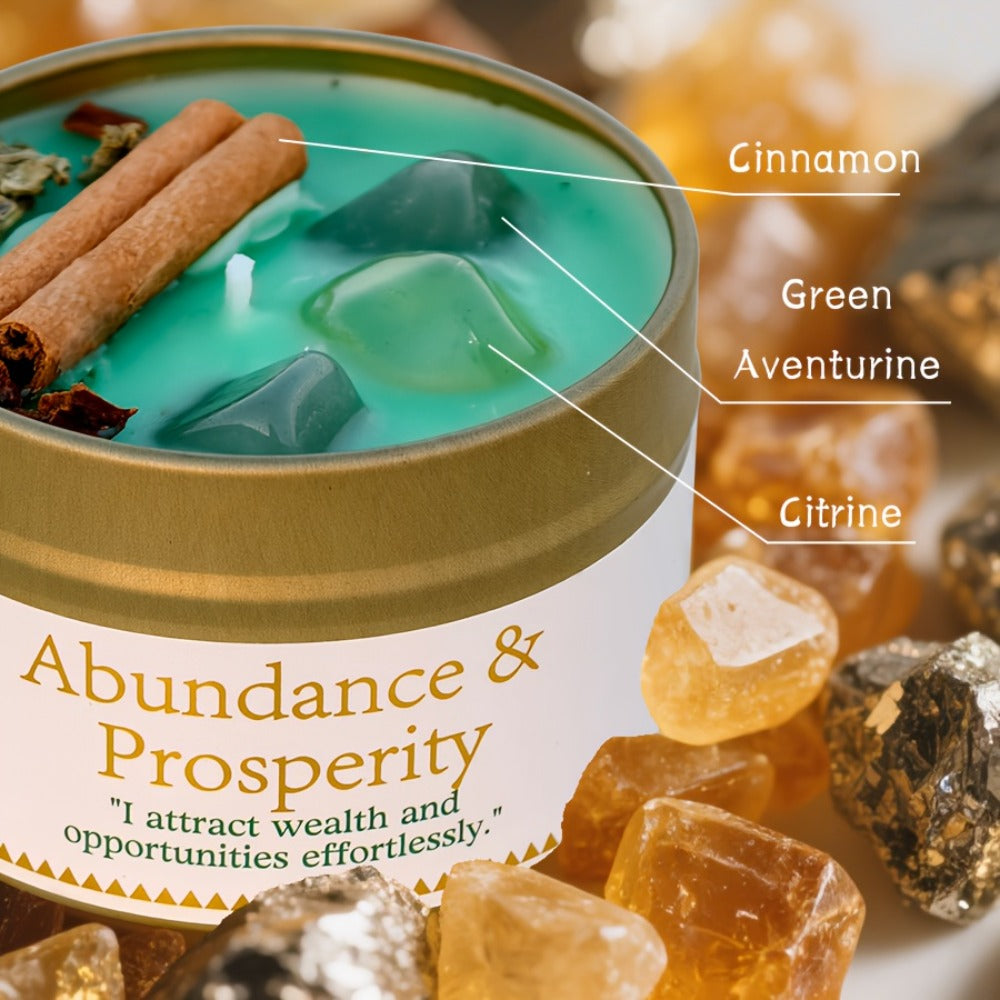 Manifestation Candles Scented Soy Wax with Crystal & Guidance Card for Meditation Yoga Focus | Law of Attraction Abundance Candle | Christmas Birthday Gift for Women