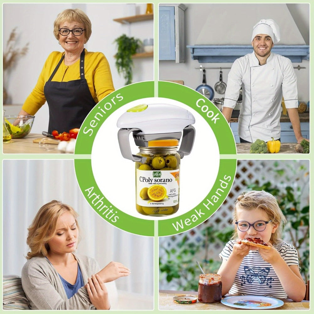 Electric Jar Opener One Touch Automatic ¨C High Torque Battery Operated Jar Lid Opener for Seniors, Arthritis, Weak Hands, Women & Chefs | Hands-Free Kitchen Gadget Gift
