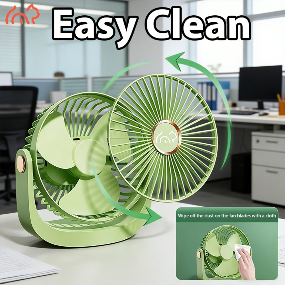 Portable USB Rechargeable Fan, 5-Speed Turbo Strong Wind Fan, Adjustable Hanging Vertical Fan for Wall, Desktop and Ceiling Mount, Fast Cooling Personal Fan for Home, Office and Outdoor Camping