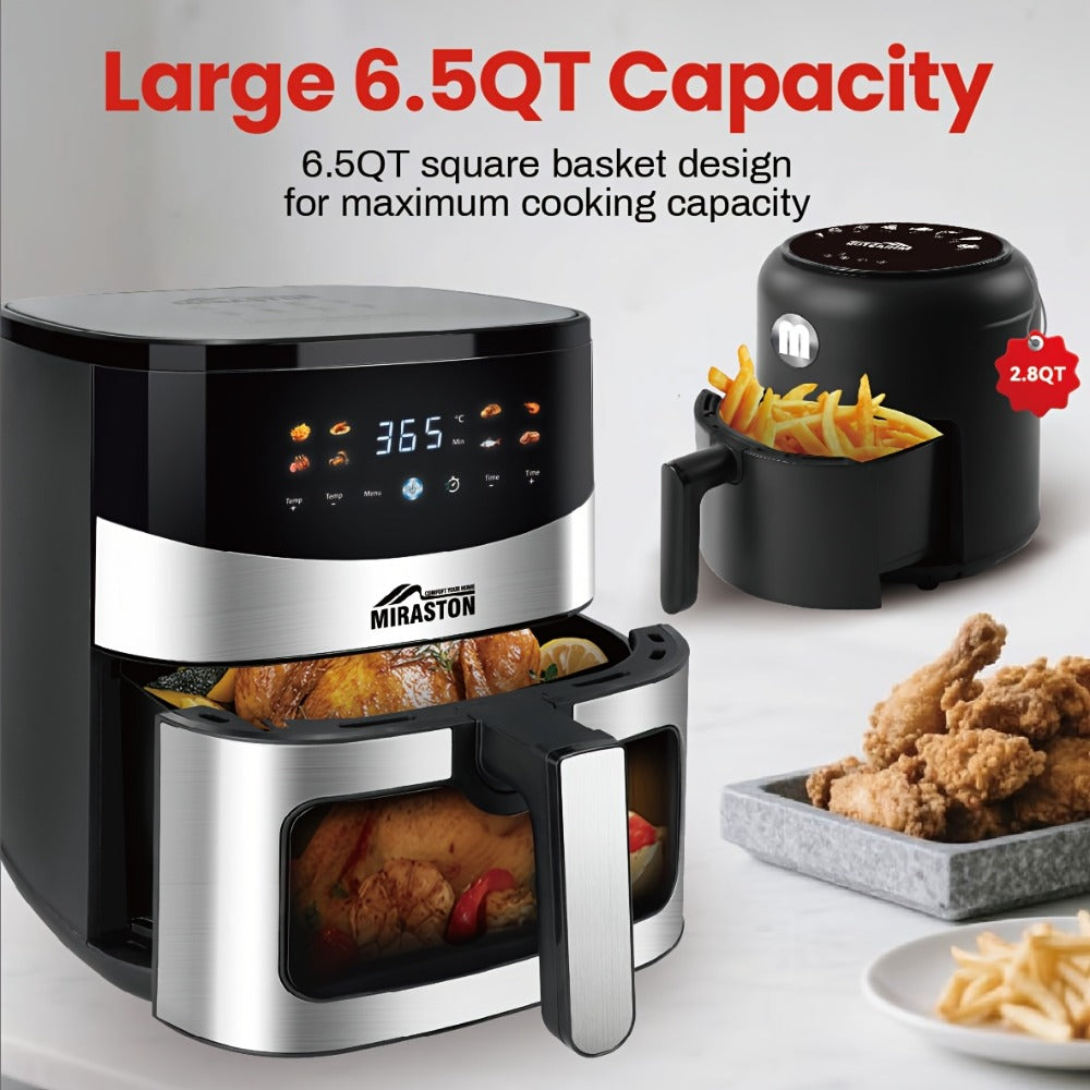 Air Fryer Smart Touch Screen ¨C 2.8QT & 6.5QT with Color Icons, Viewable Window, 8 Preset Recipes & Manual Adjustments, Dishwasher-Safe Basket for Family Meals & Party Cooking