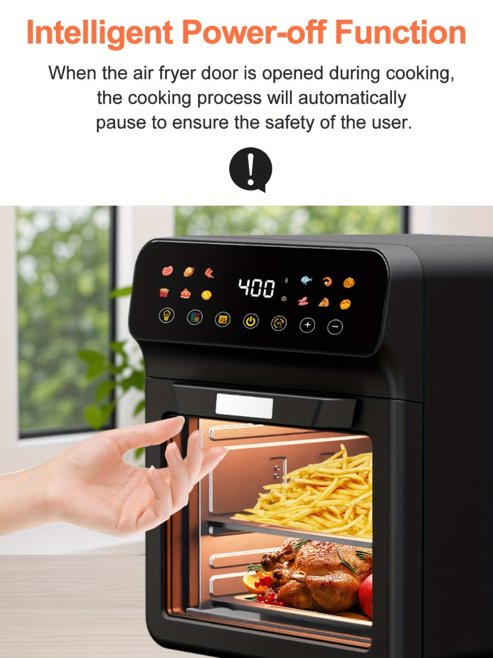 Air Fryer Toaster Oven Combo Extra Large ¨C 12-Quart Countertop Convection Oven with Digital Touchscreen, 12 Preset Functions, Baking, Roasting & Reheating, Family-Sized Meals, Black