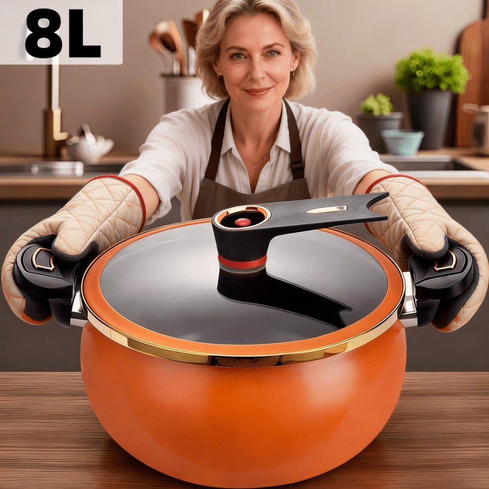 Non-Stick Soup Pot with Twist-Lock Handle | Large Capacity Stew Pot Compatible with Gas Stove Induction Cooker Open Fire | Multi-Function Cooking Pot for Home Restaurant Hotel