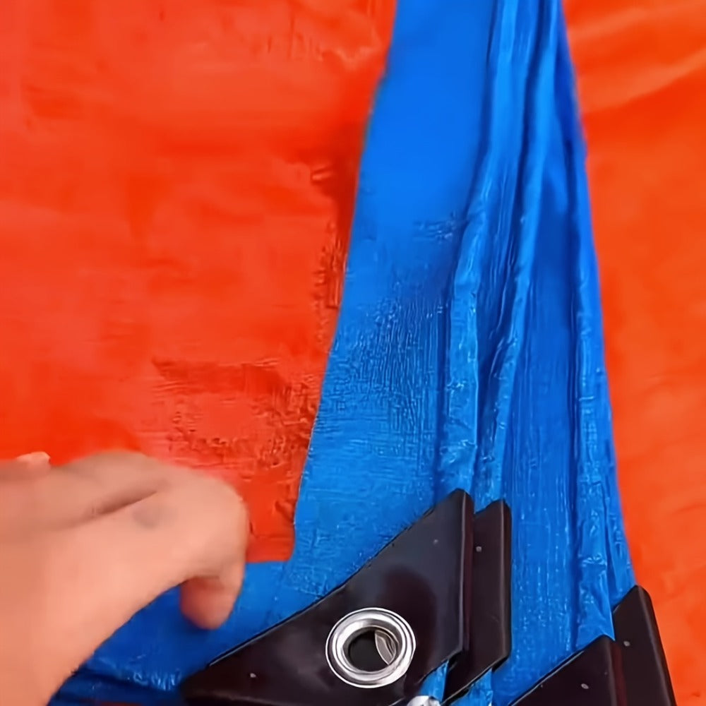 Heavy Duty Tarp Waterproof UV Resistant Tarpaulin ¨C Thickened PE Double-Sided Blue Orange Rainproof Sun Shade Cover with Grommets & Rope for Outdoor Camping Garden Vehicle Boat Protection