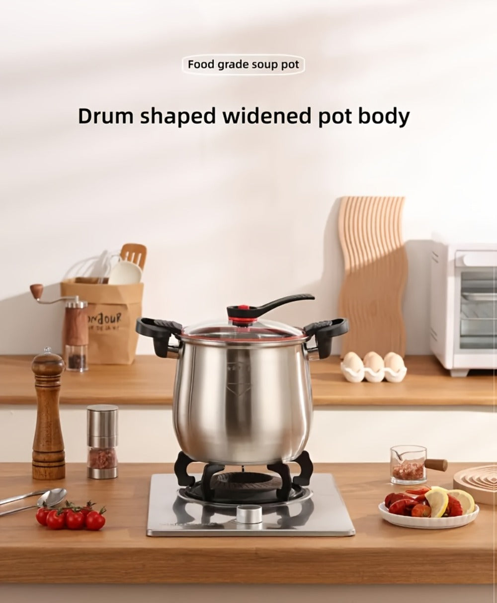 304 Stainless Steel Stew Pot Large Capacity ¨C Food-Grade Non-Stick Multipurpose Cooker | Induction & Gas Stove Compatible Soup Pot for Home Kitchen | Durable Even-Heating Cooking Pot
