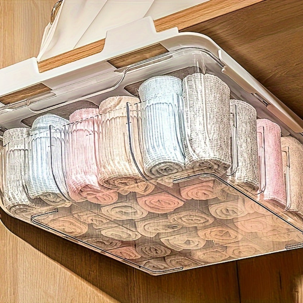 15-Compartment Wall-Mounted Underwear & Socks Hanging Storage Box ¨C Waterproof Transparent Closet Organizer for Home, Durable Plastic Shelf Partitions
