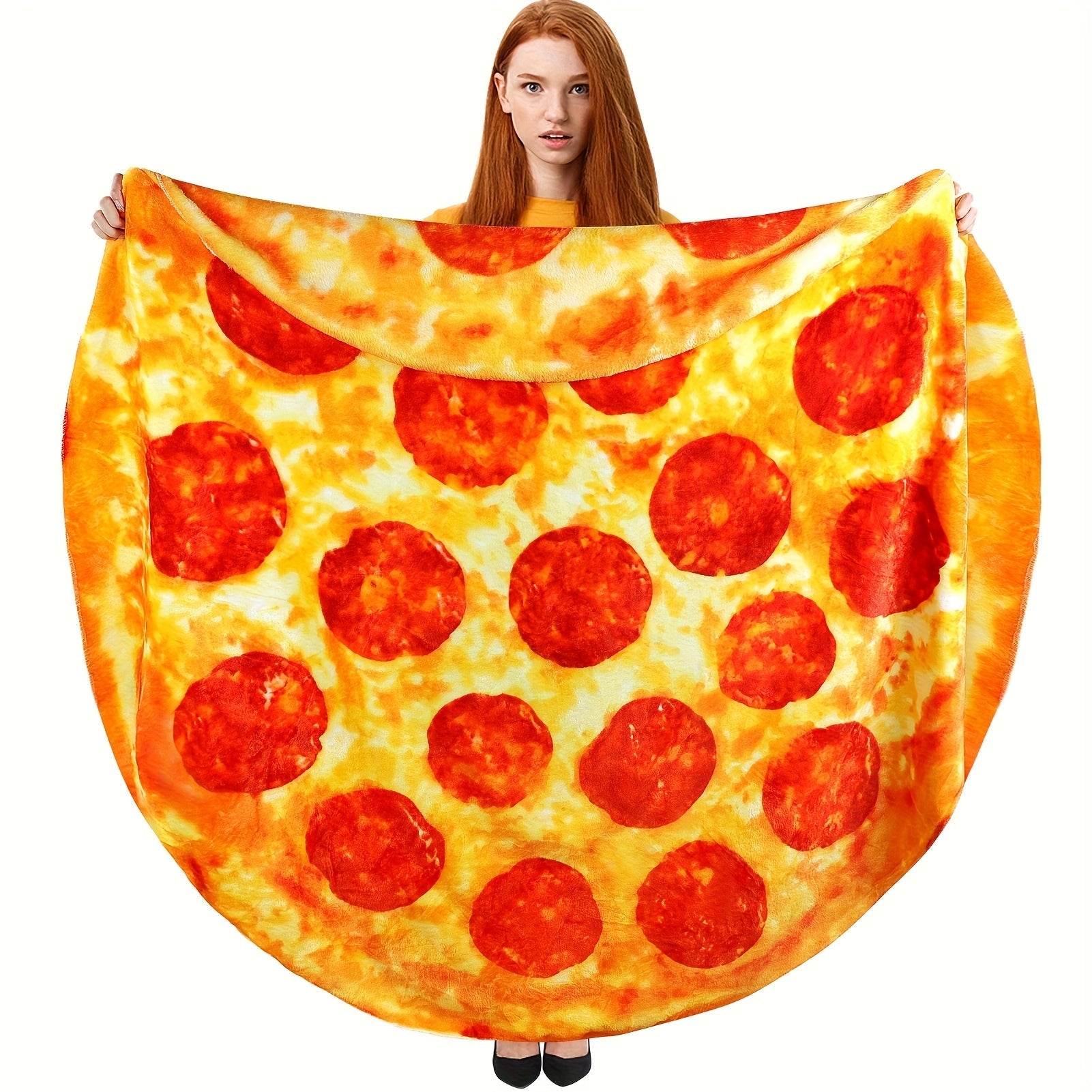 Food Print Flannel Throw Blanket - Funny Pizza Donut Pancakes Digital Print 250GSM Soft Cozy Lightweight All-Season Foodie Throw for Couch Sofa Bed Office Camping Travel