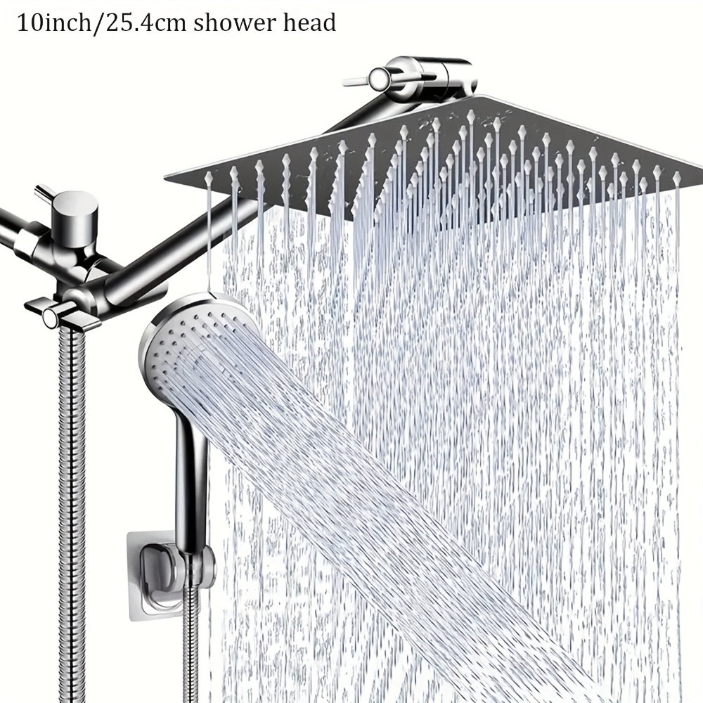 Rain Shower Head with Handheld Spray Combo 8 10 12 Inch High Pressure Rainfall Showerhead Adjustable Arm Wall Mount Chrome Black Bathroom