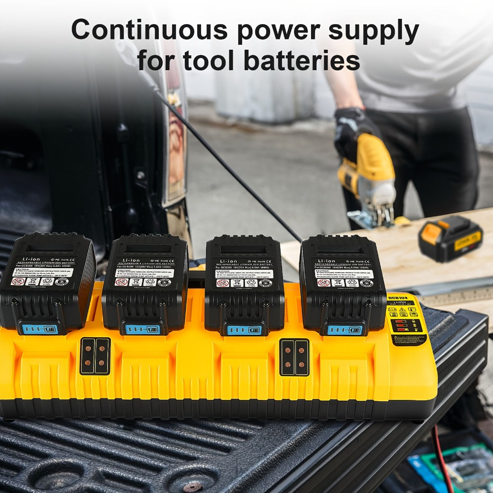 4-Port Battery Charger for DeWalt DCB104 Replacement 20V Max Rapid Charging Station with 2 USB Ports Compatible with 12V 20V DCB127 DCB200 DCB201 DCB204 DCB205 DCB206