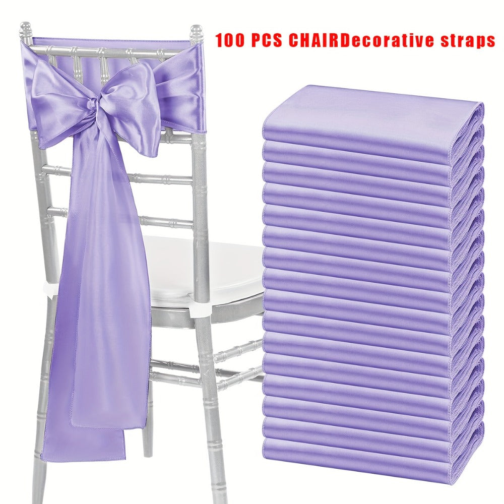 100pcs Satin Chair Sashes Bows for Wedding Banquet Party Event Decoration ¨C 13 Colors, 18¡Á275cm