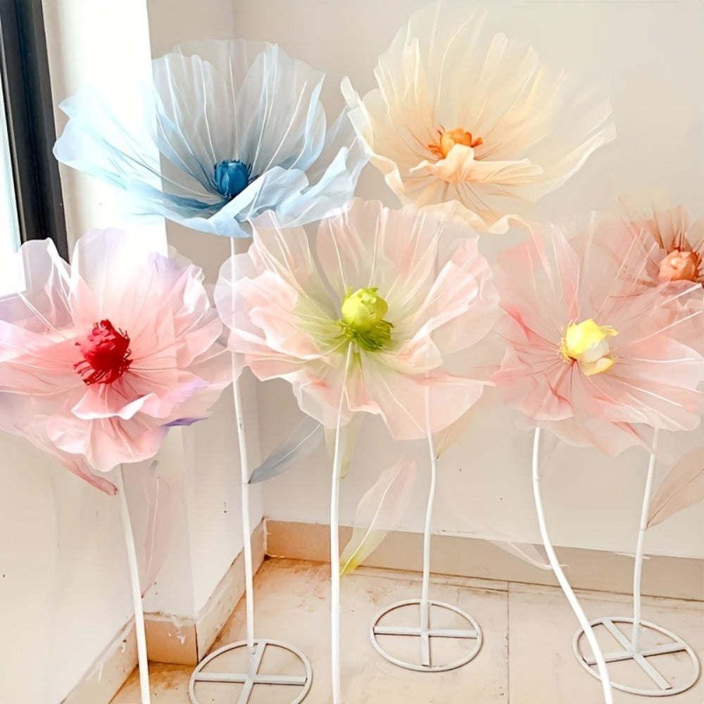 Artificial Silk Peony Flowers Giant Set of 3 Large Fake Flowers with Base & Branches for Wedding, Birthday Party, Home Decor & Window Display ¨C 8 Colors