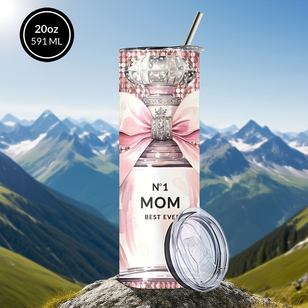 Insulated Tumbler 20oz Mom's Best Ever Design | 304 Stainless Steel Travel Cup with Lid & Straw for Hot & Cold Drinks ¨C Cute Gift for Mom, Women, Birthday, Mother's Day & Christmas