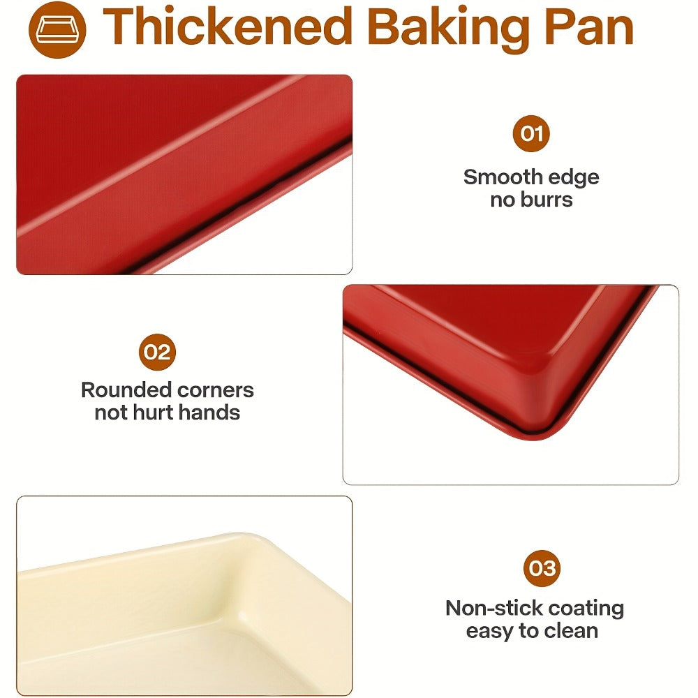 Non-Stick Baking Pan Set Carbon Steel Rectangular Deep Cake Pan Oven Safe Roasting Tray for Cookies Brownies
