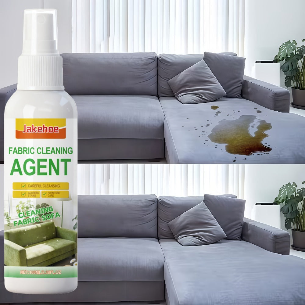 Sofa Cleaner Spray Fabric Stain Remover for Couch Car Interior Upholstery Soft Safe Quick-Drying Formula 3.38oz with Sponge and Towel Multi-Purpose Furniture Cleaner 1 2 or 3 Set Value Pack