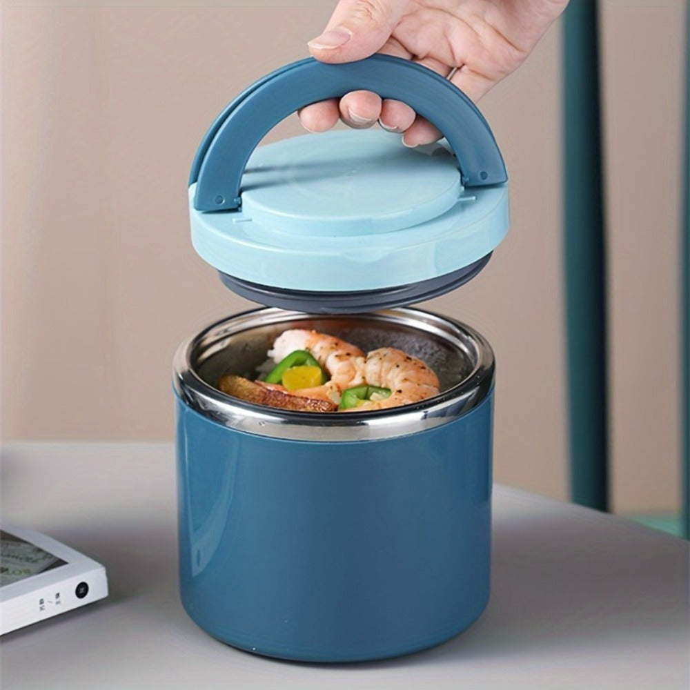 Stainless Steel Lunch Box 630ml Leakproof Stackable Thermal Bento Box with Handle 304 Steel Heat Cold Insulation Container for School Office Camping in Green Pink Blue