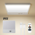 Wireless LED Ceiling Light Motion Sensor Rechargeable Battery Powered 3 Color Temperatures Remote Control No Wiring Closet Light for Bathroom Staircase Garage Hallway Kitchen Pantry White 1 or 2pcs
